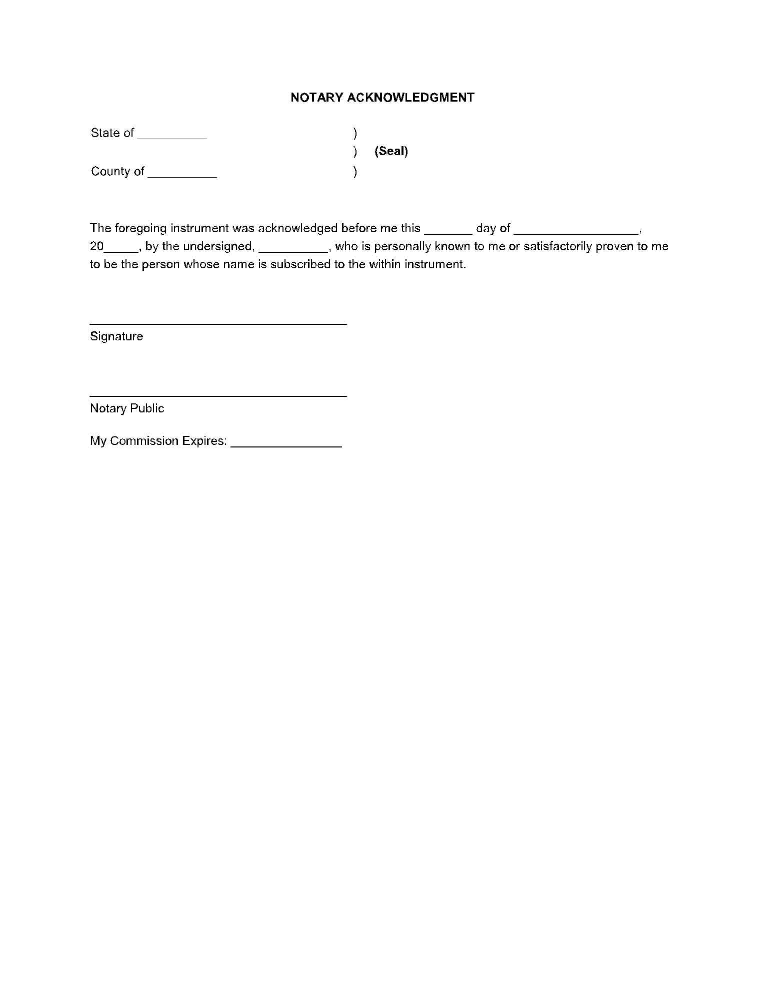 notary proof of residency letter