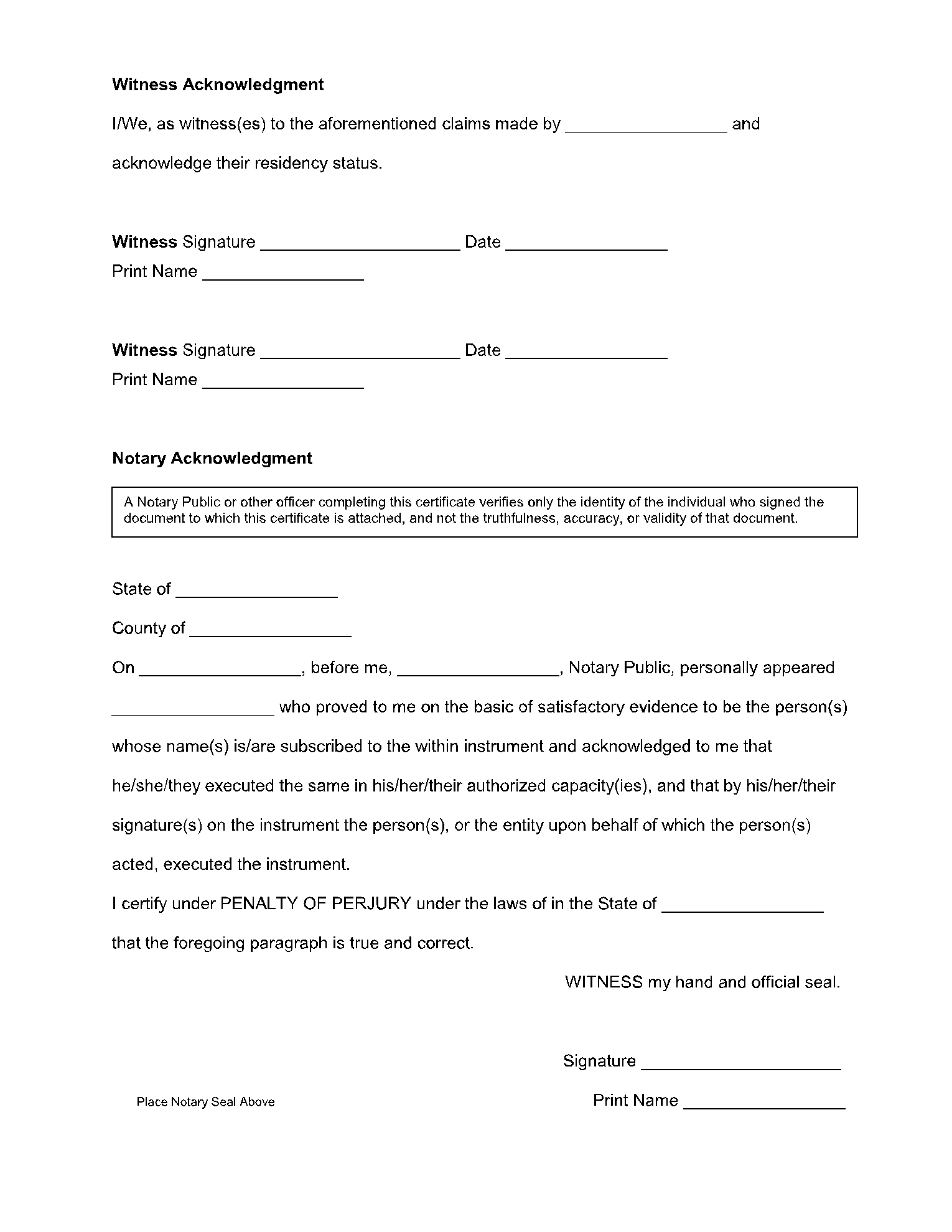 Proof of Residency Letter from Employer 2