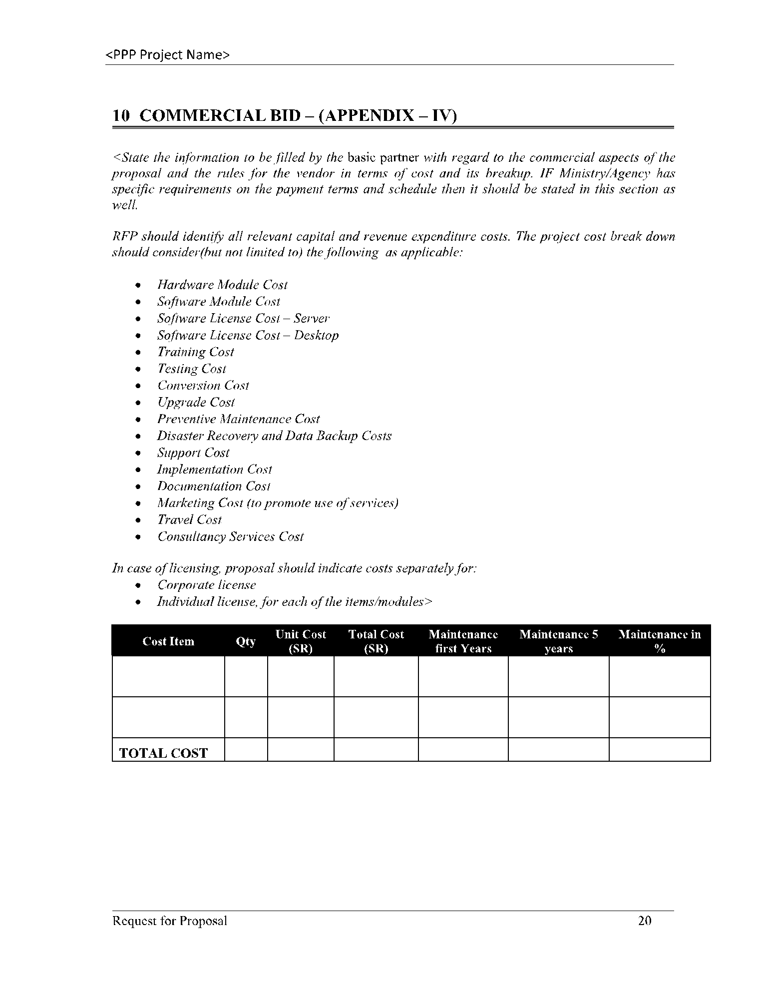 Request for Proposal Template 20