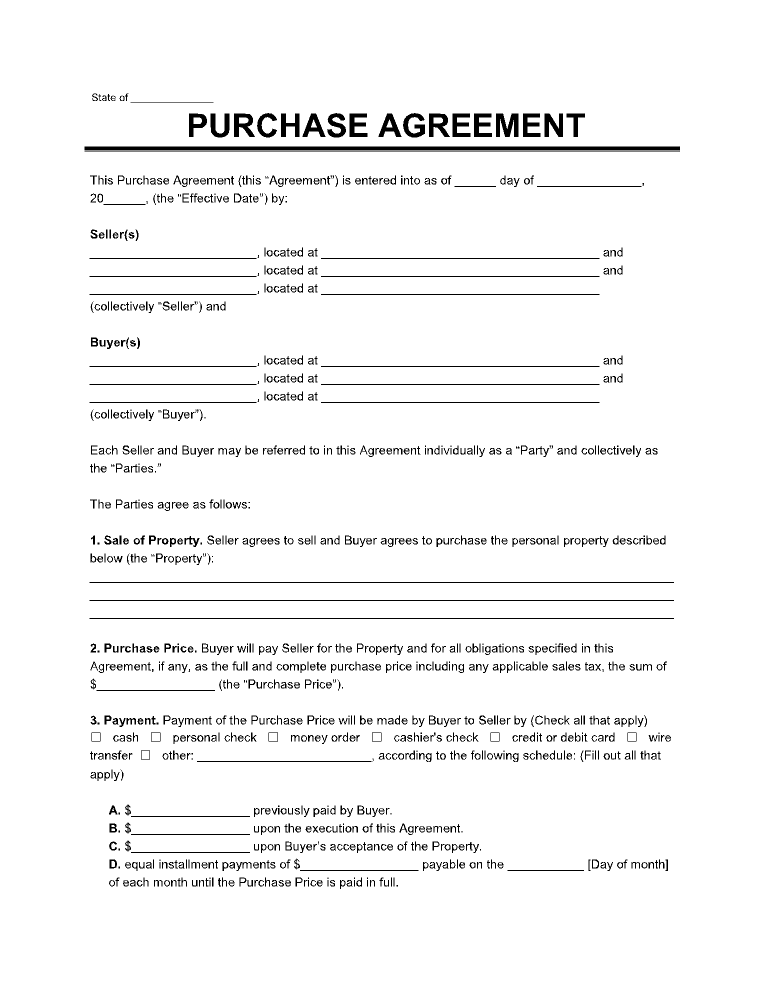 Purchase Agreement Addendum
