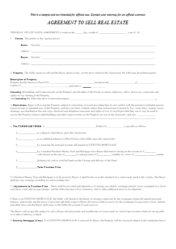 Free Pennsylvania Real Estate Purchase Agreement Form | CocoSign