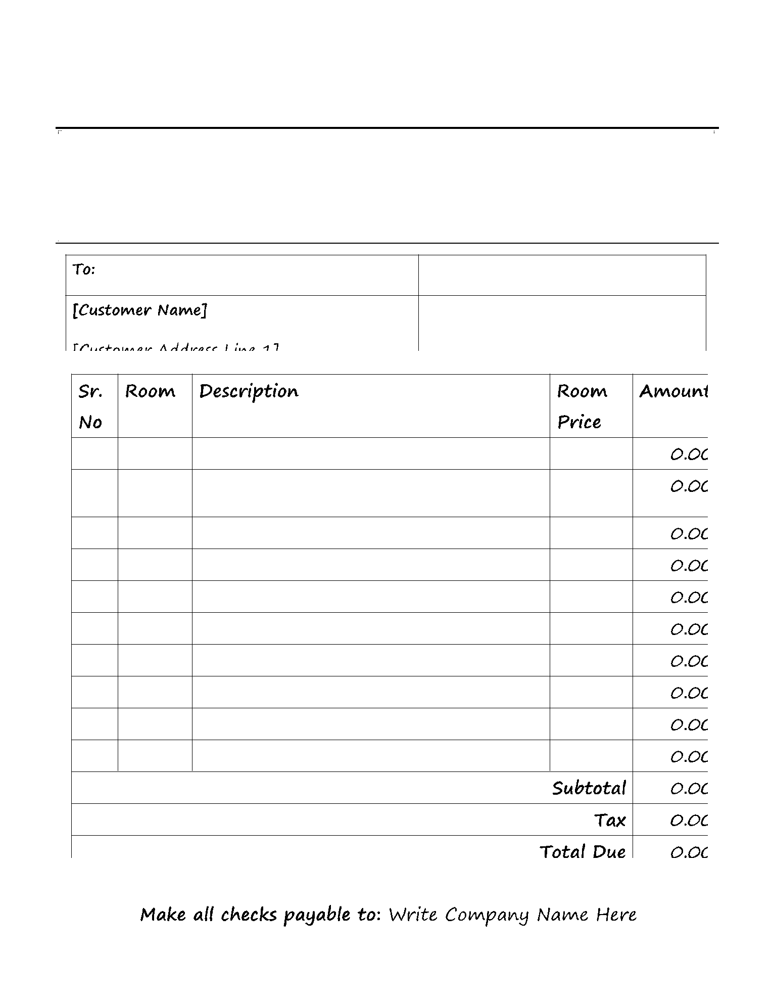 Hotel Receipt