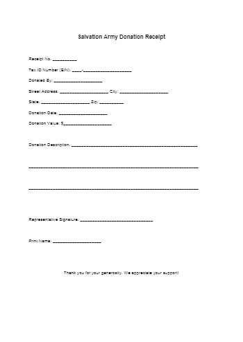 Free Salvation Army Donation Receipt Template | CocoSign