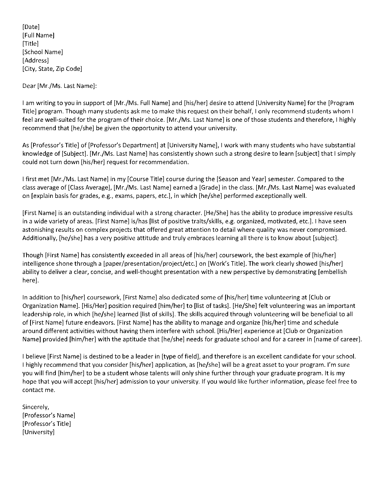 Sample Recommendation Letter For Graduate Student Tha - Vrogue.co