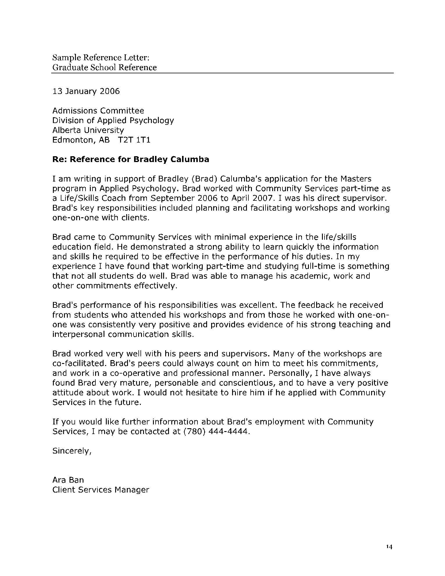 Letter of Recommendation for Immigration 14