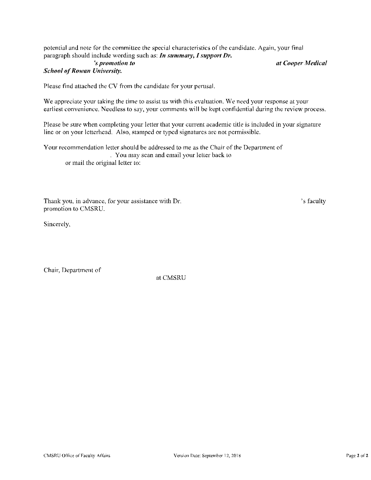 Medical School Letter of Recommendation 2