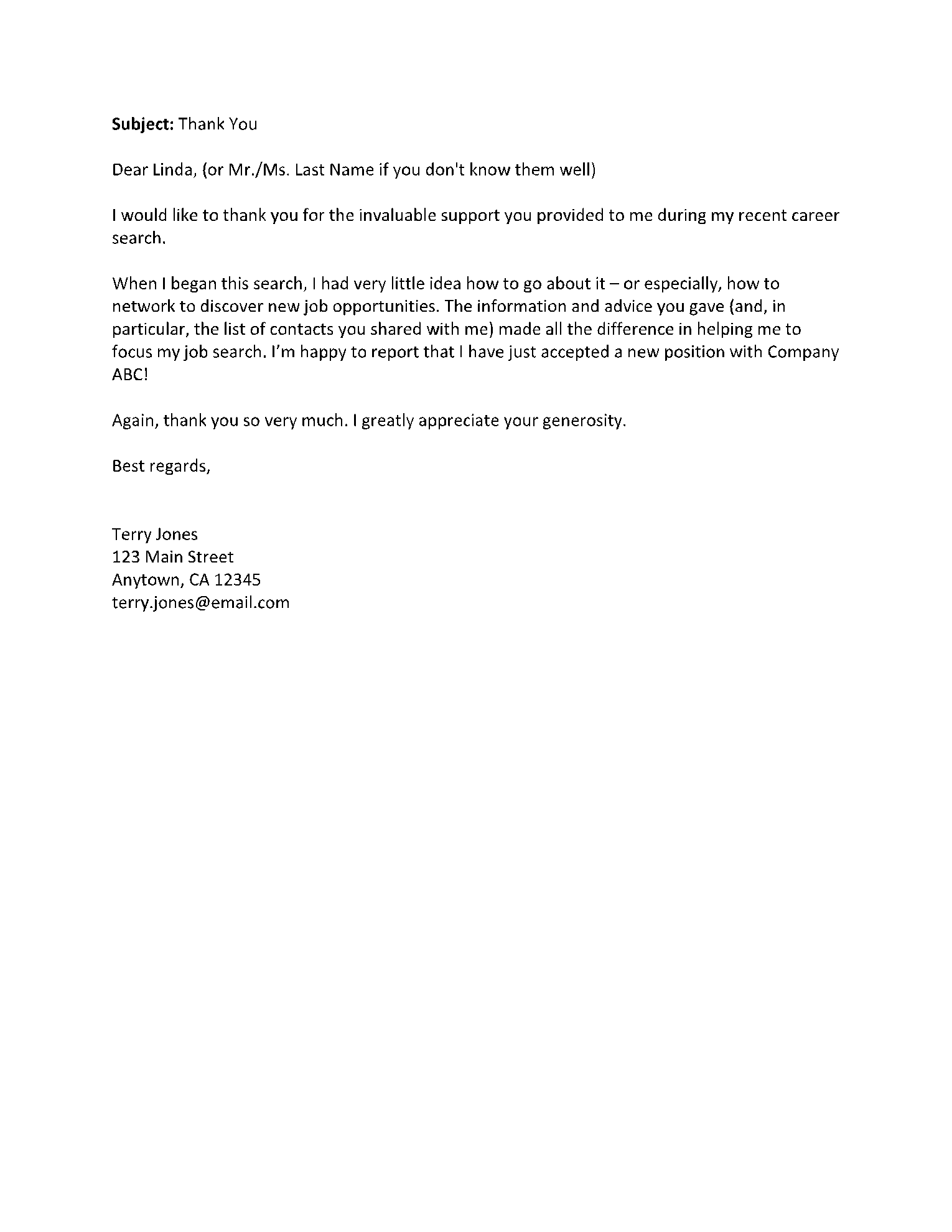 Thank you Letter for Recommendation 2