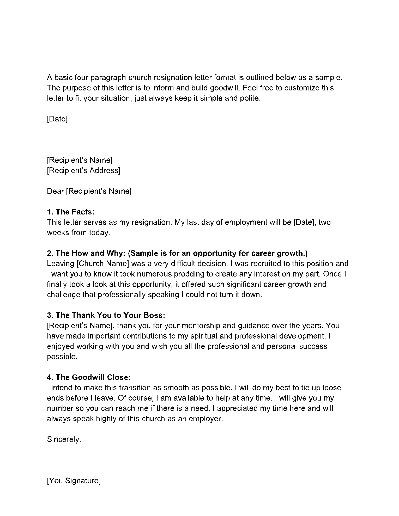 Church Resignation Letter