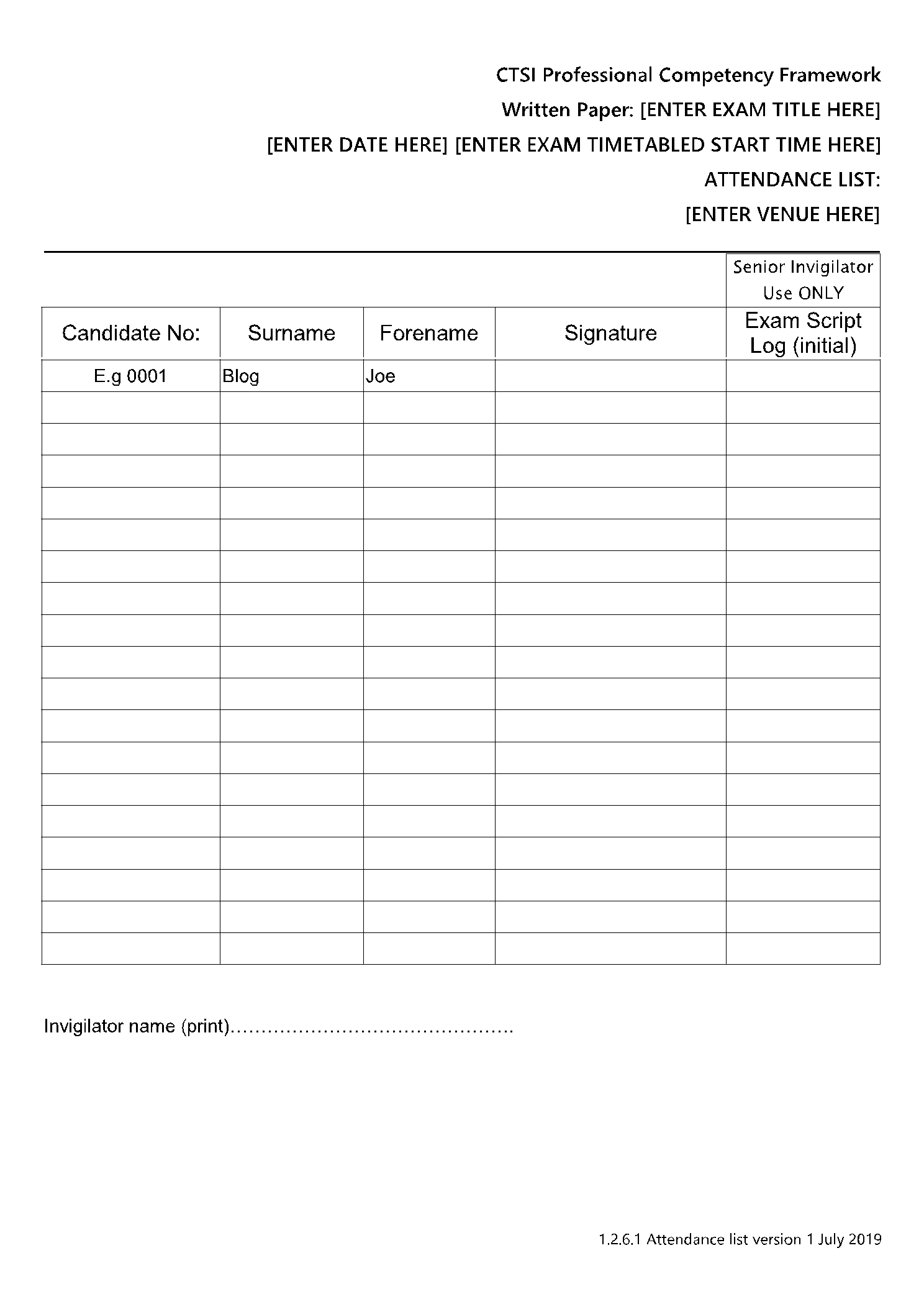 AA Sign in Sheet