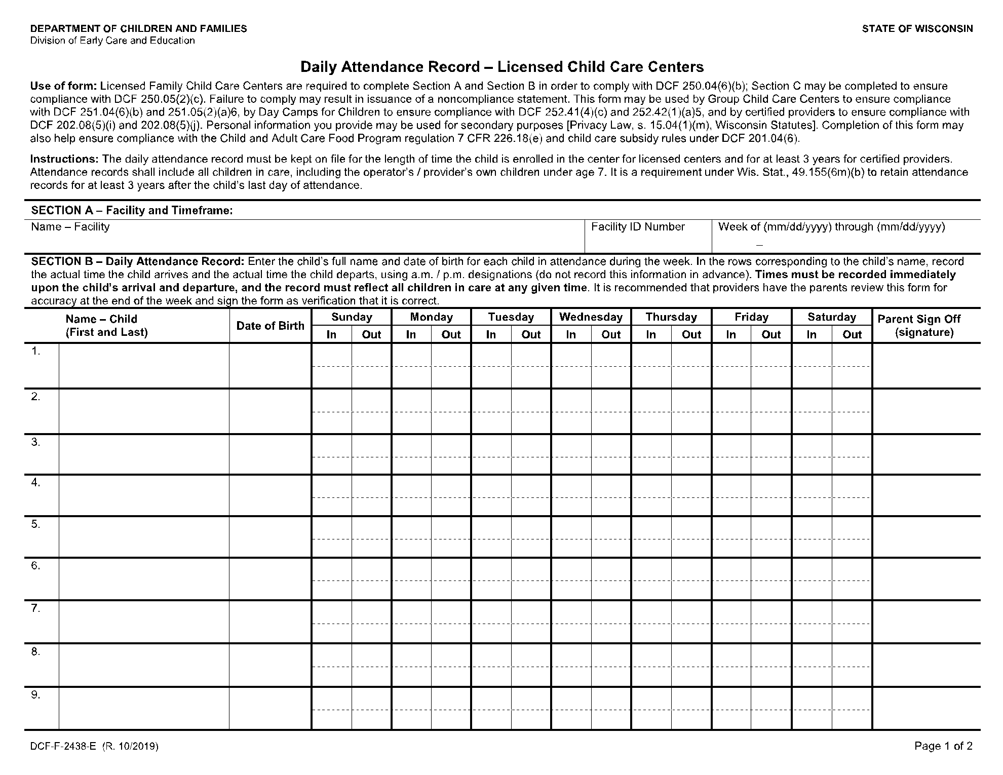 Free Printable Sign-up and Sign-in Sheet PDF Templates