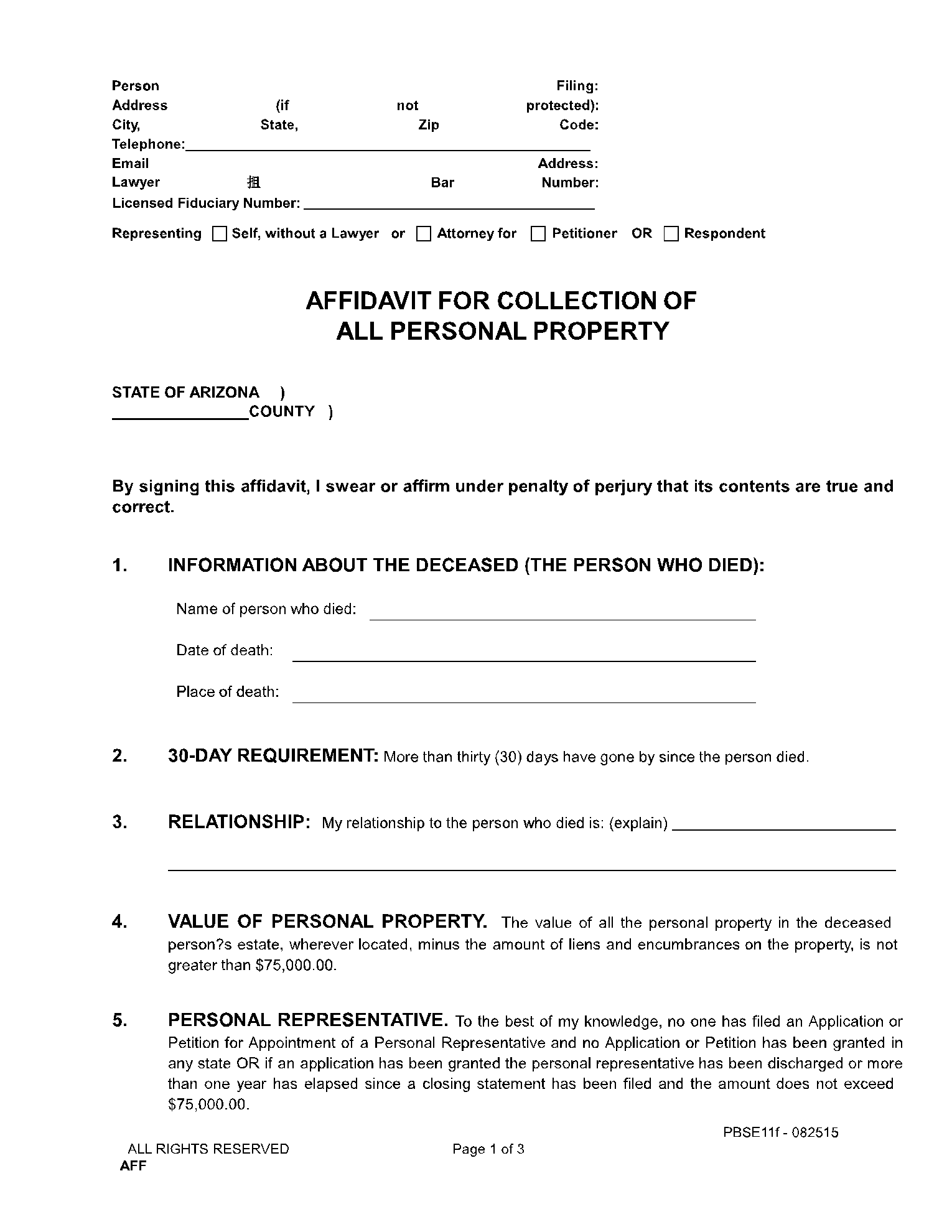 Arizona Small Estate Affidavit