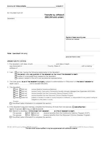 Wisconsin Small Estate Affidavit Form (Free Download) | CocoSign