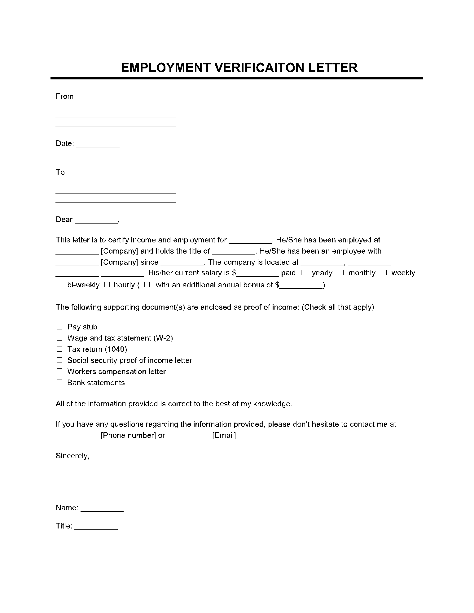 Employment Verification Letter 1