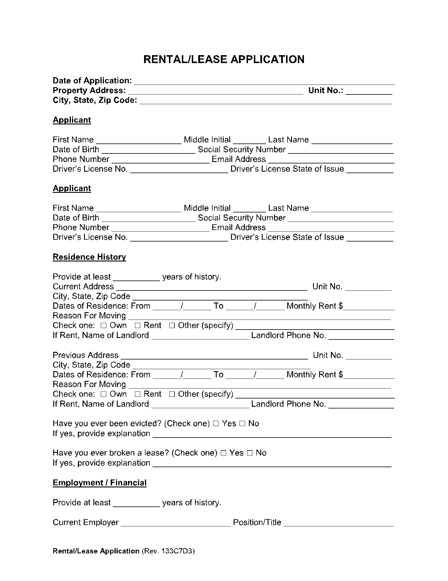 Rental Verification Form 1